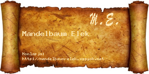 Mandelbaum Elek névjegykártya